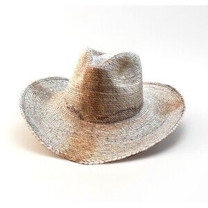 STETSON Monterrey Bay Palm Leaf Straw Burned Western Cowboy Hat Size M 22''